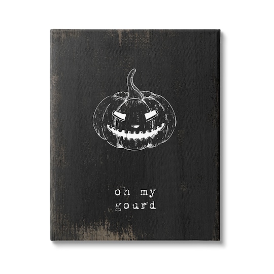 Stupell Industries Oh My Gourd Jack-o-Lantern Canvas Wall Art